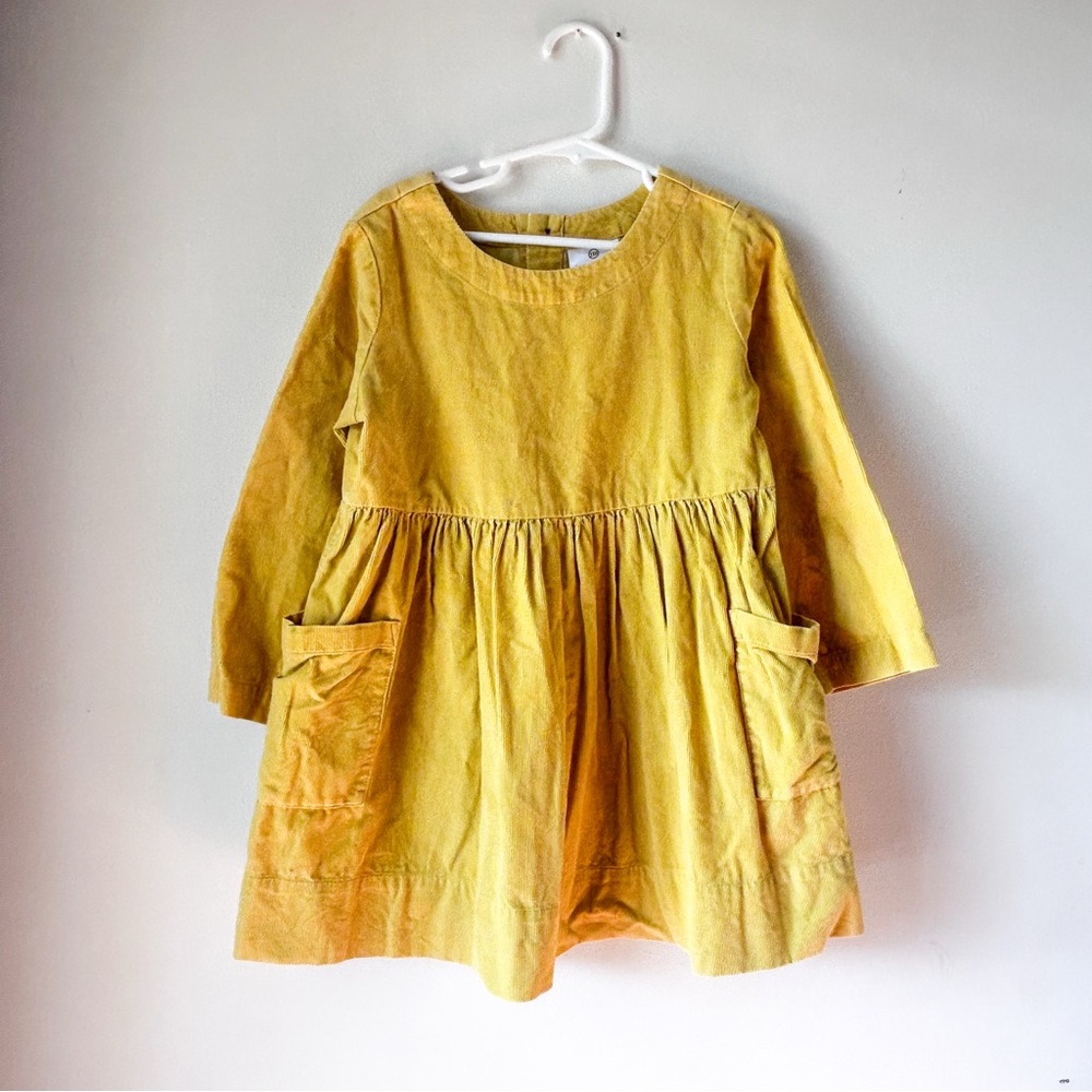 Hanna Andersson Corduroy Long Sleeve Golden Yellow Dress Girls 110 US 5